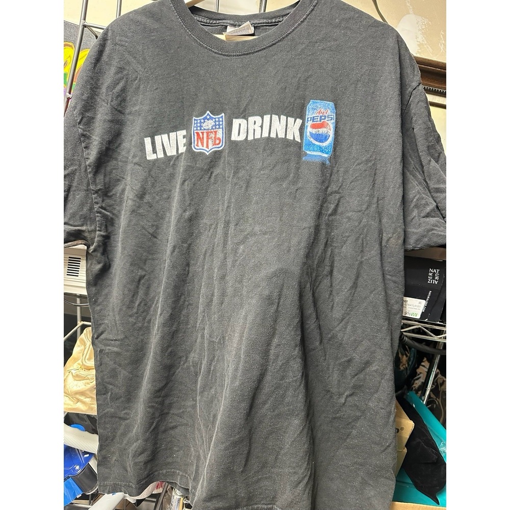 NFL Diet Pepsi Live‎ Drink T Shirt Hanes Heavyweight XL Black